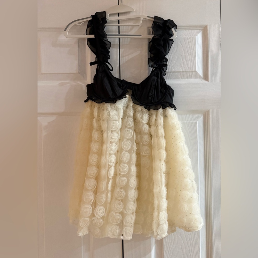 For Love & Lemons Poppy Mini Dress Ivory Rose Appliqué Cutout Underwire Size XS - Picture 6 of 8